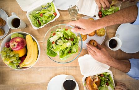 Healthy lunch table layout.