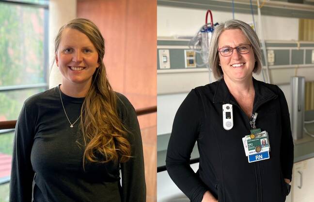 Chastity Hodgson, RN, BSN, TCRN (left) and Pamela Switzer, RN, BS, MSN